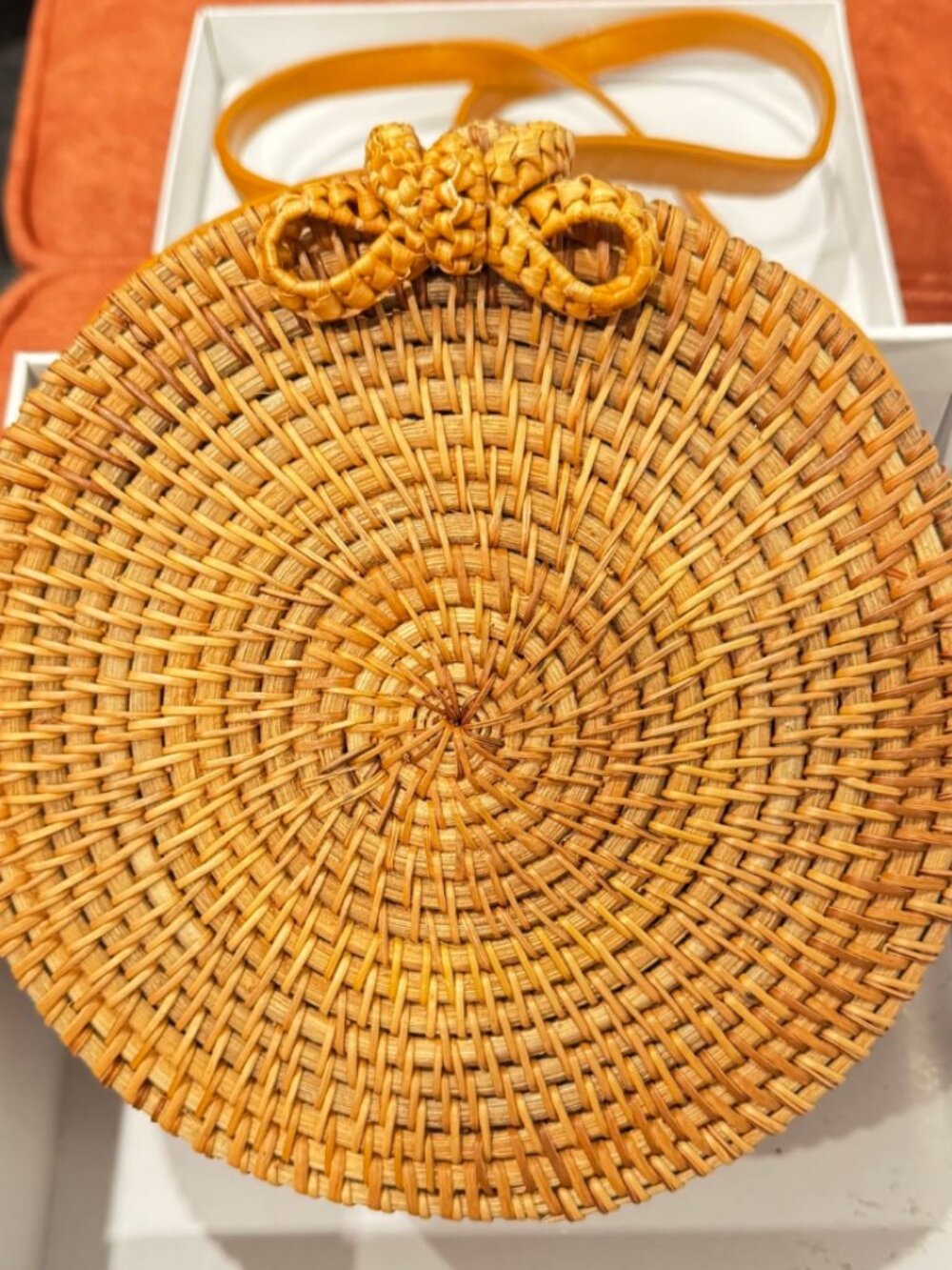 Round Rattan Crossbody Bag - Picture 2 of 3